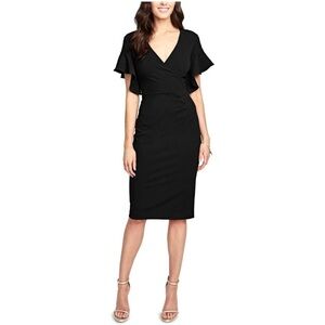 NWT RACHEL Rachel Roy Black Capri Ruffle Sleeve Midi Dress Size 6